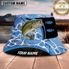 Maxcorners Fishing Blue Water Splash Fishing Design with Bold Hook Personalized Name 3D Bucket Hat (13 Fish Species)