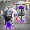 Maxcorners Angry Wolf Disc Golf Polo Personalized Name, Team Name 3D Shirt (4 Colors)