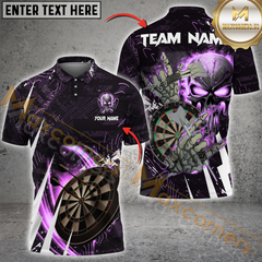 Maxcorners Darts Skull Of Punishment Mutilcolor Options Personalized Name, Team Name 3D Polo Shirt