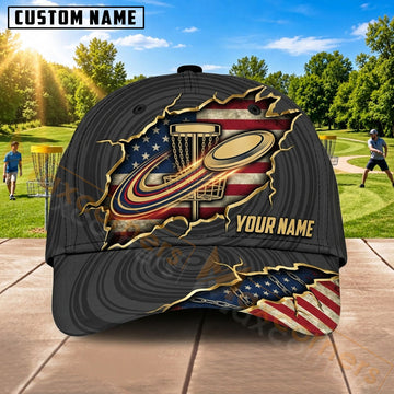 Maxcorners Disc Golf Flying Disc & Patriotic Graphic Customized Name 3D Cap