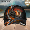 Maxcorners Fishing Skull Angler Orange Wave Personalized 3D Cap