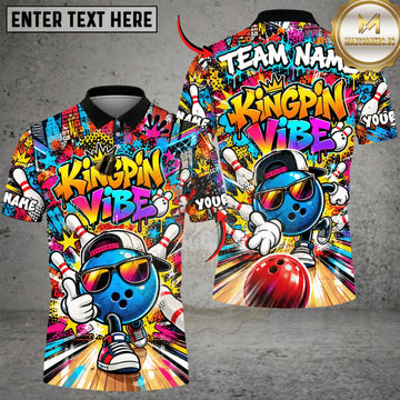 Maxcorners Bowling Colorful Kingpin Vibes Graffiti Personalized Name 3D Unisex Shirt
