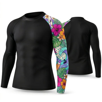 Maxcorners Personalized Floral Tattoo Black Shirt with Bright Pink Green Floral Sleeve 3D All Over Printed Shirts, Best Gifts for Tattoo Lovers
