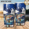 Maxcorners Fishing Tumbler Moonlit Lake Casting Scene Design Personalized Name Tumbler (13 Species)