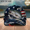 Maxcorners Fishing Patriotic USA Flag Water Splash Personalized 3D Cap (12 Fish Species)