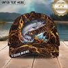 Maxcorners Fishing Lava Fire Rock Water Splash Personalized Name 3D Cap (12 Fish Species)