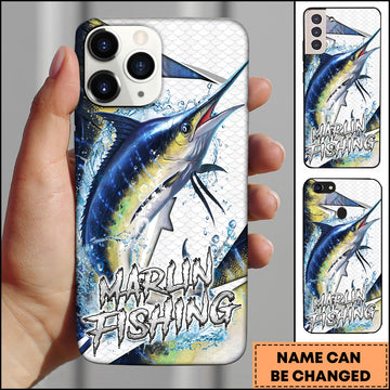 Maxcorners Marlin Fishing Ocean Scale Splash Personalized Name 3D Phone Case