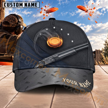 Maxcorners Trap & Skeet Shooting Minimalist Clay Target Black Personalized Name 3D Cap