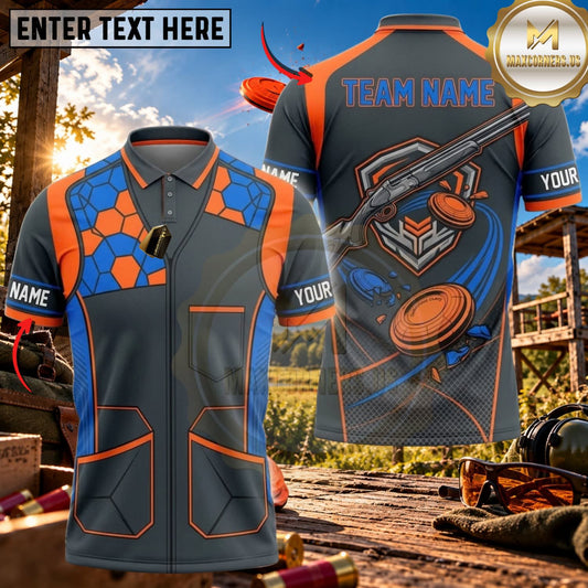 Maxcorners Clay Shooting Hexagon Shotgun Target Vest Multicolor Customized Name Team Name 3D Shirts (4 Colors)