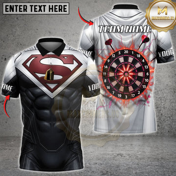 Maxcorners Darts Black Silver Steel Armor Red Dartboard Personalized Name 3D Unisex Shirt