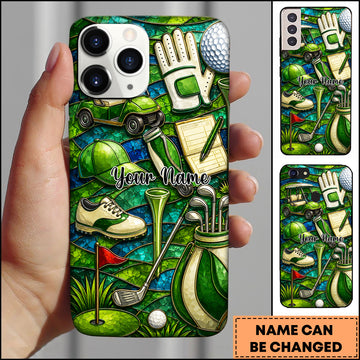 Maxcorners Golf Green Artistic Golf Bag and Club Graphic Print Personalized Phone Case