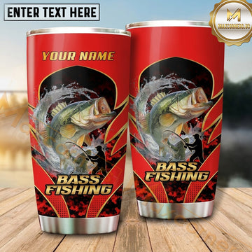 Maxcorners Fishing Tumbler Red Black Fiery Action Design Personalized Name Tumbler (13 Species)
