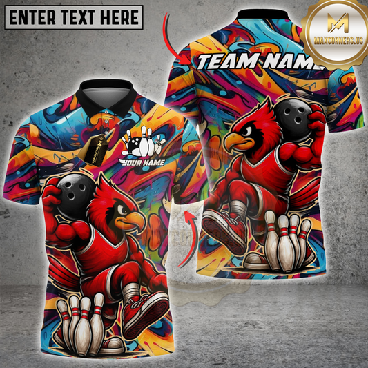 Maxcorners Bowling Cardinal Warrior Multicolor Customized Name, Team Name 3D Shirt