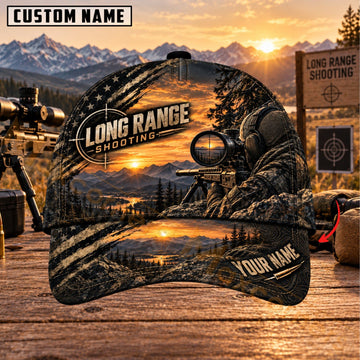Maxcorners Long Range Shooting Sunset Sniper Rifle Scope Personalized Name 3D Cap