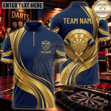 Maxcorners Darts Royal Navy Golden Bullseye Personalized Name 3D Unisex Shirt