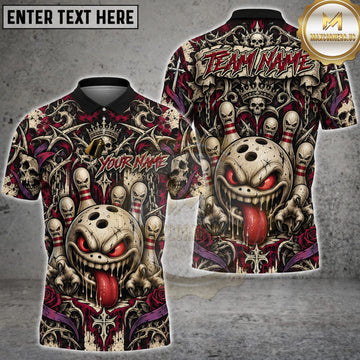 Maxcorners Bowling Scary Clown Bowling Ball Dark Gothic Personalized Name 3D Unisex Shirt