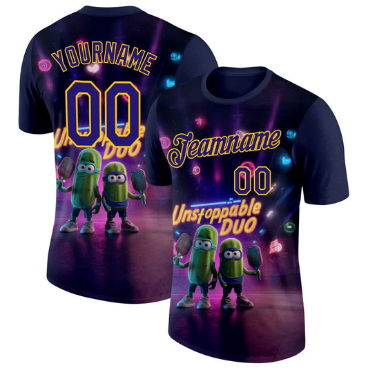 Maxcorners Pickleball Unstoppable Duo Pickles Neon Glow Night Court Duo Jersey Personalized Name 3D Unisex Shirt