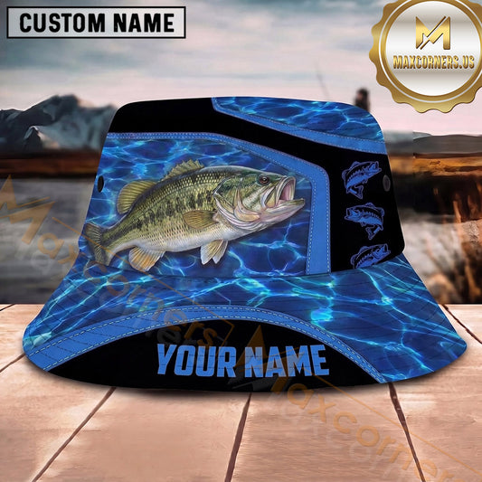 Maxcorners Fishing Green Flame Fishing with Bold Graphic Personalized Name 3D Bucket Hat (13 Fish Species)