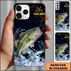 Maxcorners Black Gold Crack Texture Personalized Name Phone Case (13 Fish Species)