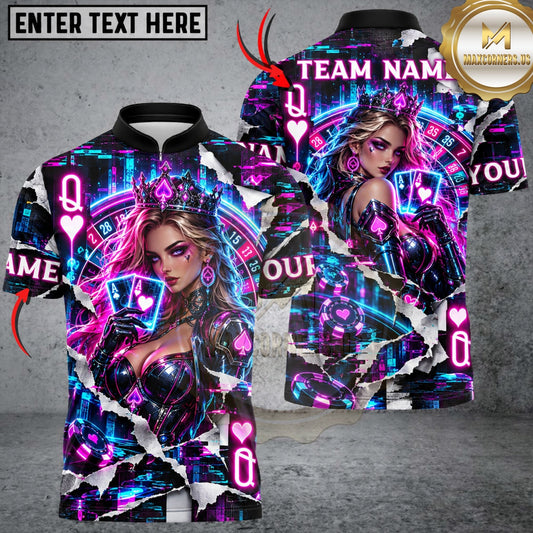 Maxcorners Darts Cyberpunk Neon Queen Dartboard Apparel Customized Name, Team Name 3D Shirts