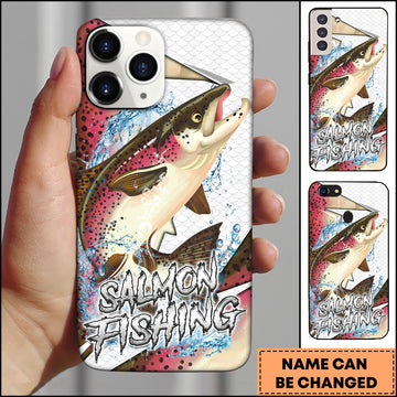 Maxcorners Salmon Fishing Pink Scale Splash Personalized Name 3D Phone Case