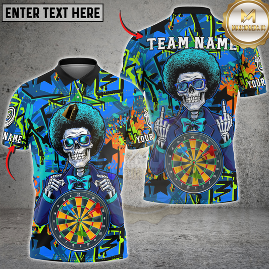 Maxcorners Neon Skull Darts Multicolor Customized Name, Team Name 3D Shirt
