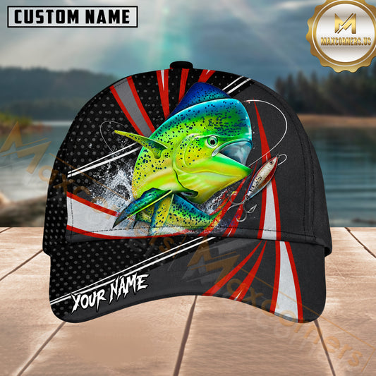 Maxcorners Fishing Red White Graphic Personalized 3D Cap