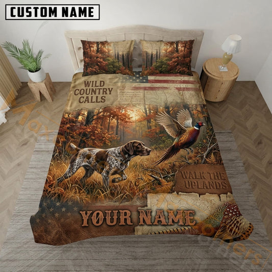 Maxcorners Pheasant Hunting Vintage Woodland Country Calls Bedding Set 3D Print Custom Name