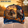 Maxcorners Dog Hunting And Duck American Flag Marsh Sunset Hunting Scene Multiple Options Personalized Name 3D Cap