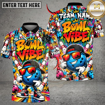 Maxcorners Bowling Colorful Bowl Vibes Cartoon Personalized Name 3D Unisex Shirt