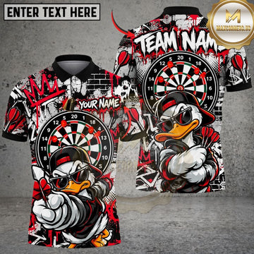 Maxcorners Darts Streetwear Duck Mascot Cap Pointing Finger Crown Target Board Graphic Multicolor Customized Name, Team Name 3D Shirts