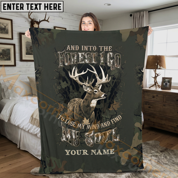 Maxcorners Into The Forest I Go Deer Hunting Camo Personalized 3D Blanket