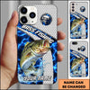 Maxcorners Fishing Blue Lightning Honeycomb Water Splash Personalized Name Phone Case (12 Fish Species)