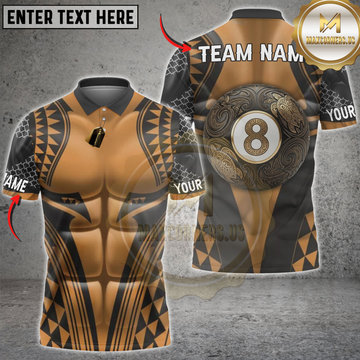 Maxcorners Billiards Black Gold Number 8 Ball Premium Style Personalized Name, Team Name 3D Shirt