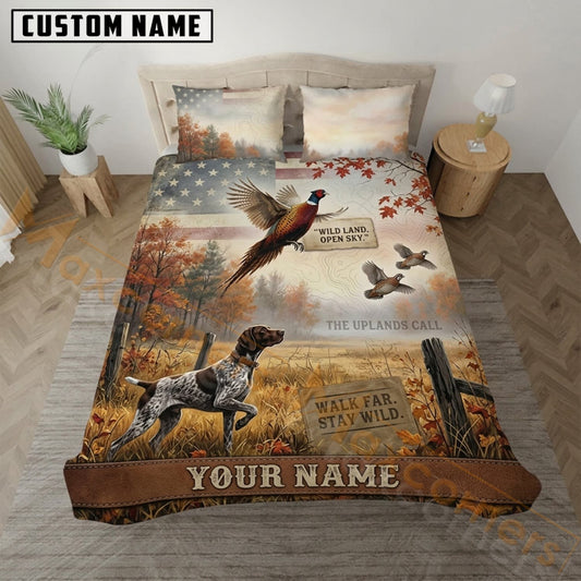 Maxcorners Pheasant Hunting Rustic Field Hunter Dog Bedding Set 3D Print Custom Name