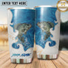 Maxcorners Fishing Tumbler White Blue Ornamental Ocean Design Personalized Name Tumbler (13 Species)