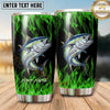 Maxcorners Fishing Tumbler Black Emerald Flame Design Personalized Name Tumbler (13 Species)
