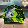 Maxcorners Fishing Green Neon Hook Splash Multiple Options Personalized Name 3D Cap (12 Fish Species)