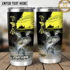 Maxcorners Fishing Tumbler Neon Yellow Sunset Angler Design Personalized Name Tumbler (13 Species)