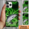 Maxcorners Fishing Electric Green Water Splash Personalized Name Phone Case (12 Fish Species)