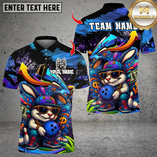 Maxcorners Bowling Rich Gangster Urban Rabbit Multicolor Customized Name, Team Name 3D Shirts