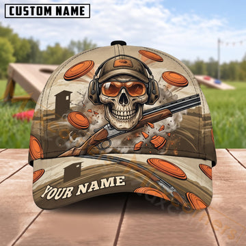 Maxcorners Trap & Skeet Shooting Skull Hunter Shotgun Personalized Name 3D Cap