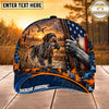 Maxcorners Dog Hunting And Duck American Flag Marsh Sunset Hunting Scene Multiple Options Personalized Name 3D Cap