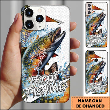 Maxcorners Trout Fishing Fish Scale Splash Personalized Name 3D Phone Case
