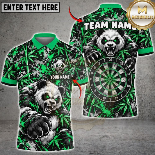 Maxcorners Darts Angry Panda Mascot Bamboo Leaf Target Board Graphic Multicolor Customized Name, Team Name 3D Shirts