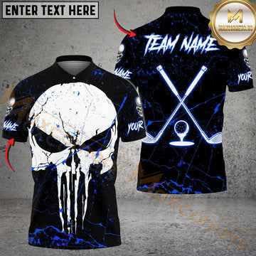 Maxcorners Golf Punisher Skull Cross Club Personalized Name, Team Name 3D Shirt (4 Colors)