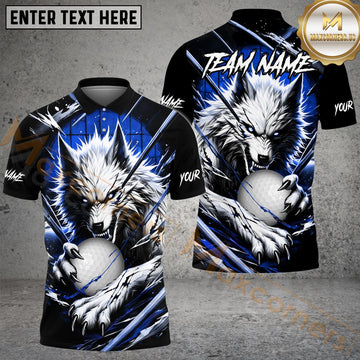 Maxcorners Golf Bloody Wolf Personalized Name, Team Name 3D Shirt (4 Colors)