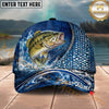 Maxcorners Fishing Ocean Scale Dynamic Splash Personalized Name 3D Cap (12 Fish Species)