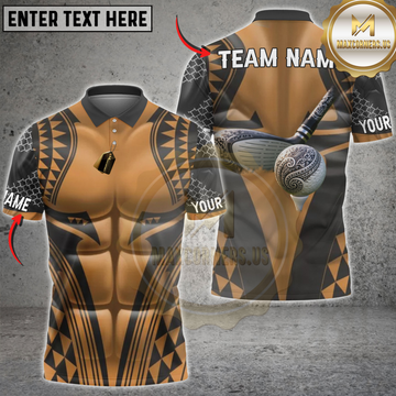 Maxcorners Golf Tribal Muscle Golfer Swing Sport Art Personalized Name, Team Name 3D Shirt