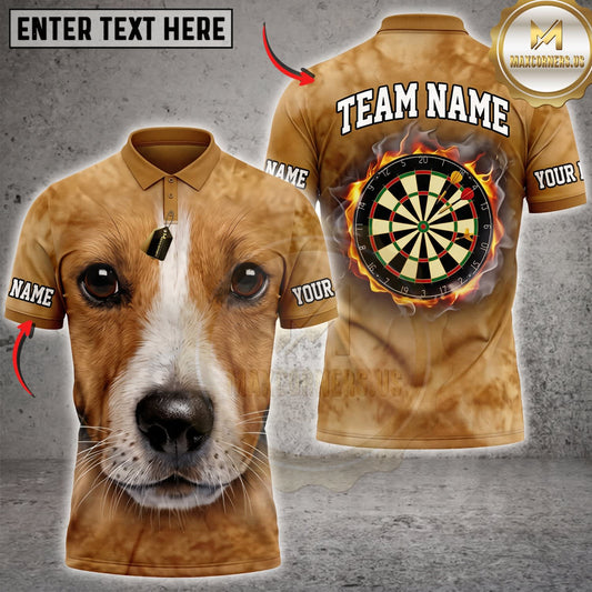 Maxcorners Darts Cute Beagle Dog Face Golden Dartboard Personalized Name 3D Unisex Shirt
